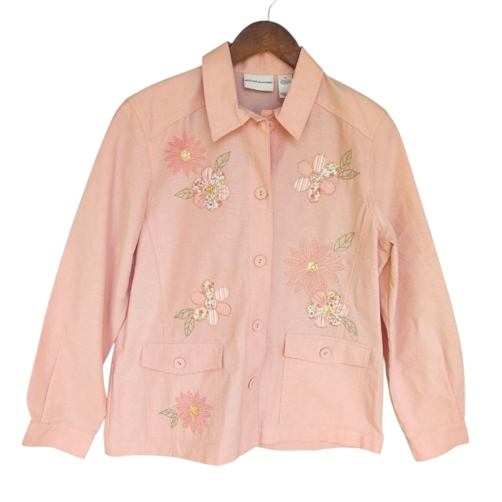 NWT Floral Embroidered Palm Beach Garden Lightweight Spring/Summer Jacket